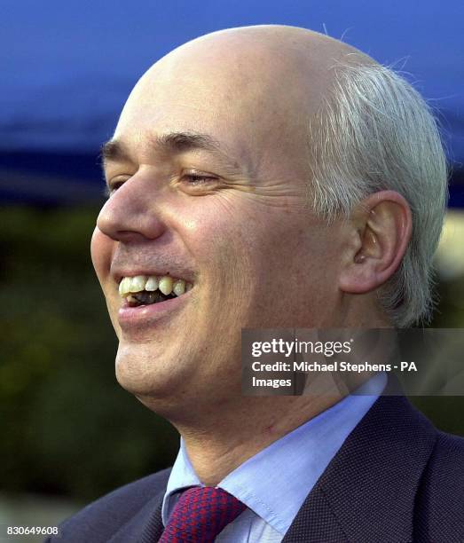 Iain Duncan Smith talks to the waiting media outside the House of Commons in central London, after he came second in the re-run first ballot among...