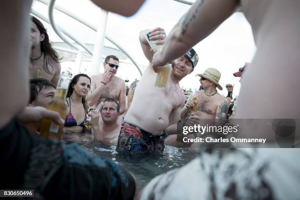 Miami/Turks & Caicos Islands - JANUARY 28-31: Onboard the cruise liner 'Majesty of the Seas' during the '70000 Tons of Metal Tour'. In the hot tub.