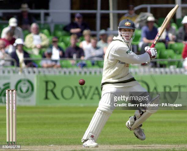Australia's Wade Seccombe hits out against Somerset during the tour match at Taunton, Somerset.