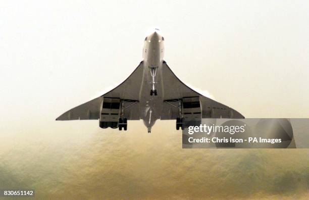 British Airways Concorde takes off for a test flight from London's Heathrow Airport. The verification flight, which is expected to take the plane out...
