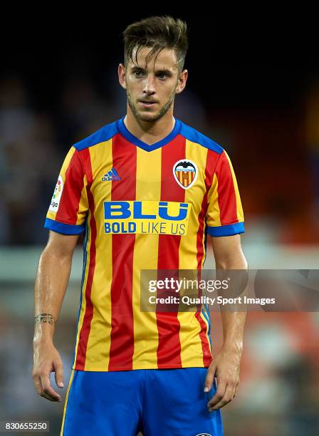 Alvaro Medran of Valencia looks on during the pre-season friendly match between Valencia CF and Atalanta BC at Estadio Mestalla on August 11, 2017 in...