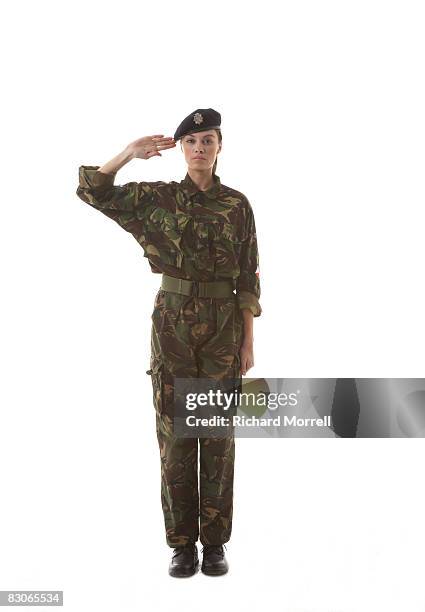 soldier saluting - saluting stock-fotos und bilder