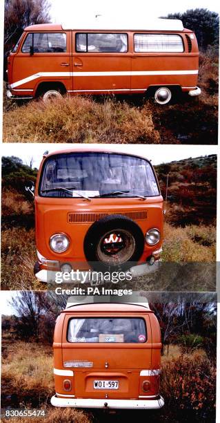 Pictures issued by the Northern Territory Police of the Kombi van in which Joanne Lees and Peter Falconio were travelling Saturday night on the...