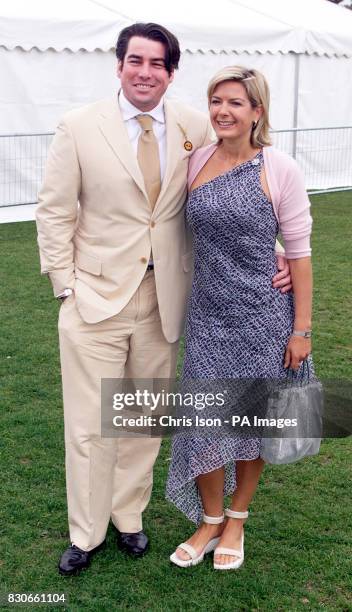 Celebrity Chef Ross Burden with GMTV presenter Penny Smith at Cowdrey Park for the Veuve Clicquot Gold Cup.