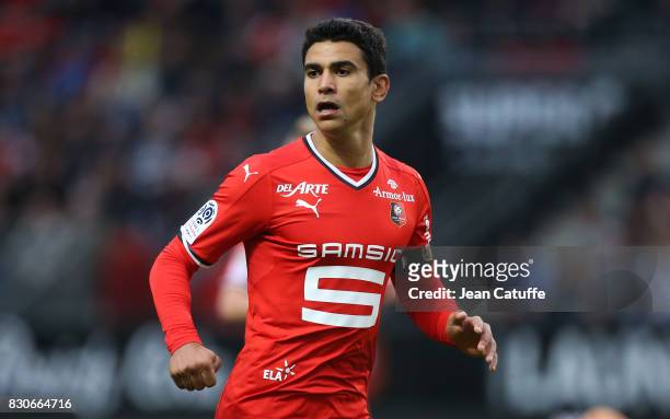 Benjamin Andre of Stade Rennais during the French Ligue 1 match between Stade Rennais and Olympique Lyonnais at Roazhon Park on August 11, 2017 in...