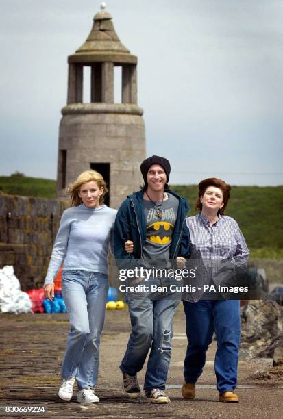 Actors Michelle Collins, Paul Kaye and Elaine C Smith, who play the characters Abby Wallace, Kenny Marsh, and Mrs Marjorie McGowan respectively in...