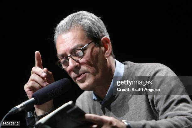 Best selling author Paul Auster lectures from his new book 'Man in Darkness' at Kampnagel on September 30, 2008 in Hamburg, Germany.