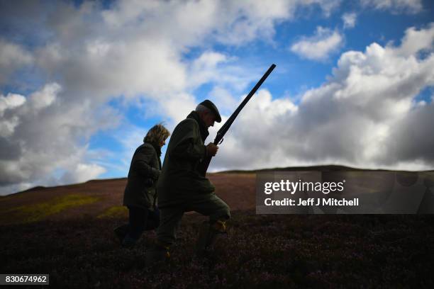 Shooting party heralds the new shooting season on a grouse moor at the Alvie Estate on August 12, 2017 in Aviemore, Scotland. The Glorious 12th...