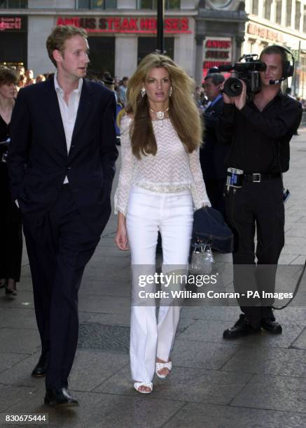 Socialite Jemima Khan outside the Empire Cinema in London's Leicester Square, where Jolie's latest film 'Tomb Raider' received its premiere.