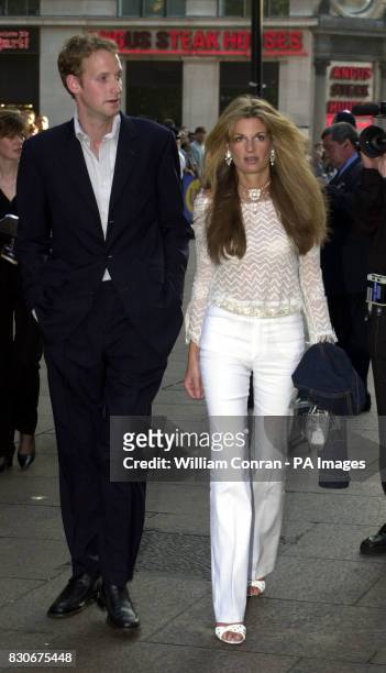 Socialite Jemima Khan outside the Empire Cinema in London's Leicester Square, where Jolie's latest film 'Tomb Raider' received its premiere.