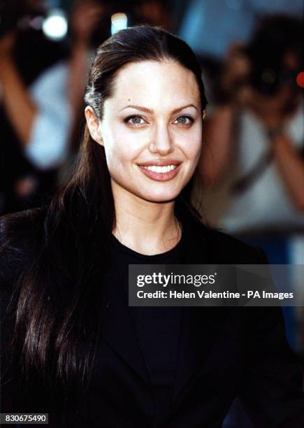 Angelina Jolie outside the Empire Cinema in London's Leicester Square, where her latest film 'Tomb Raider' received its premiere.