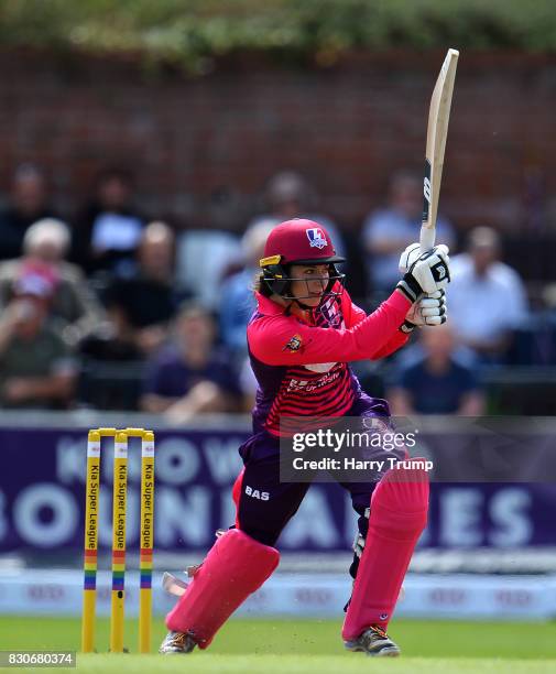 Marie Kelly of Loughborough Lightning bats during the Kia Super League 2017 match between Western Storm and Loughborough Lightning at The Cooper...