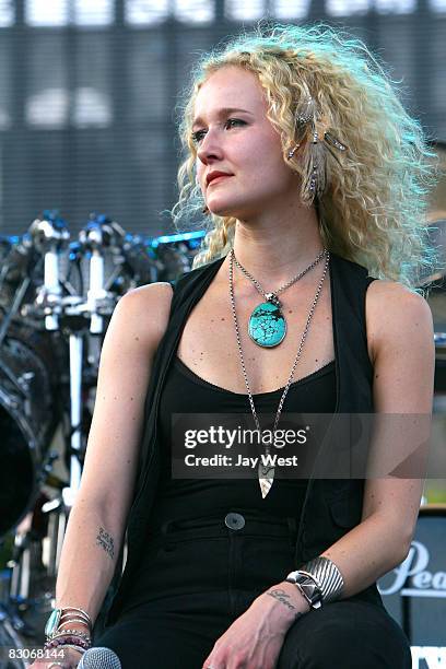 Pearl Aday performs as part of the Dimebag Darrell Abbott Tribute at Ozzfest 2008 at the Pizza Hut Park on August 9, 2008 in Frisco, Texas.