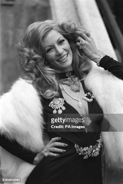 Model, Vicki Hodge at a rehearsal of the fashion spectacular 'The Brilliant and the Beautiful' in aid of Action for the Crippled Child. Diamonds and...