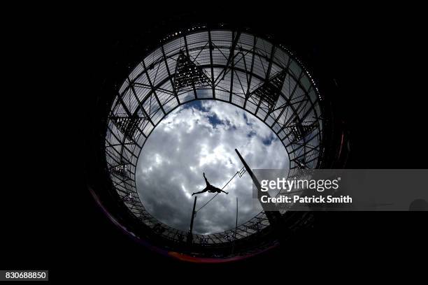 Janek Oiglane of Estonia competes in the Men's Decathlon Pole Vault during day nine of the 16th IAAF World Athletics Championships London 2017 at The...