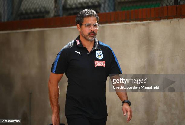 David Wagner, Manage of Huddersfield Town arrives at the stadium prior to the Premier League match between Crystal Palace and Huddersfield Town at...
