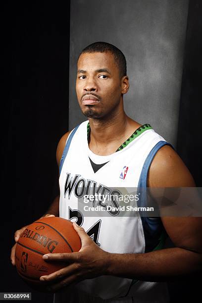 Jason Collins of the Minnesota Timberwolves poses for a portrait during NBA Media Day on September 29, 2008 at the Target Center in Minneapolis,...