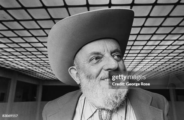 Photographer and environmentalist, Ansel Adams, poses during a 1980 Los Angeles, California, photo portrait session. In 1980, Adams was awarded the...