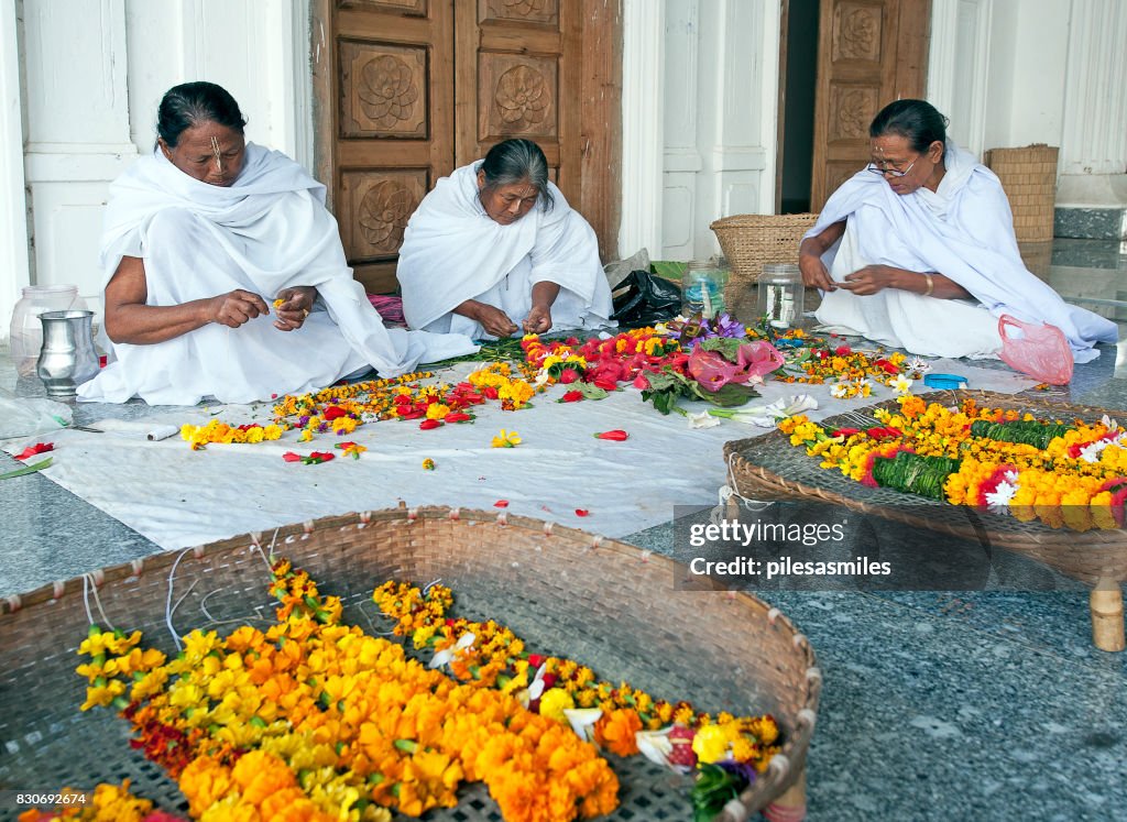 Garlands galore, Govindaji Temple, Imphal, Manipur, India.