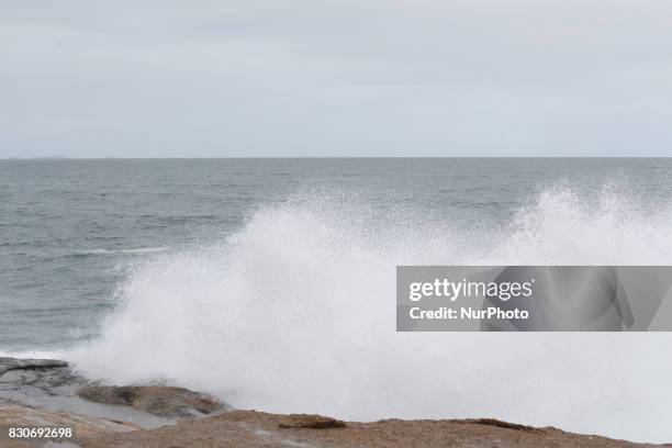 Waves up to 4 meters in Rio de Janeiro, Brazil on 11th August, 2017. The Brazilian Navy warned about the possibility of waves up to 4 meters high on...