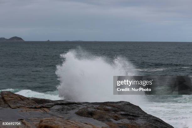 Waves up to 4 meters in Rio de Janeiro, Brazil on 11th August, 2017. The Brazilian Navy warned about the possibility of waves up to 4 meters high on...