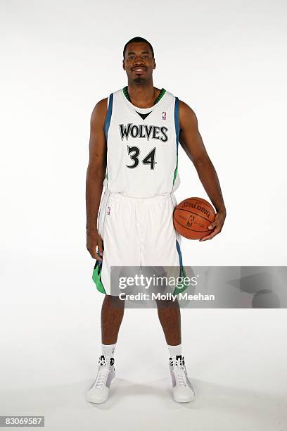 Jason Collins of the Minnesota Timberwolves poses for a portrait during NBA Media Day on September 29, 2008 at the Target Center in Minneapolis,...