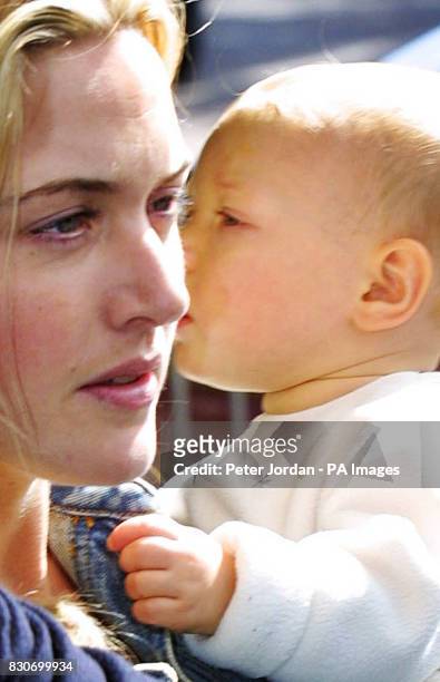 Actress Kate Winslet and baby Mia leave their home in Islington, London, following the statement that she and film director husband Jim Threapleton...