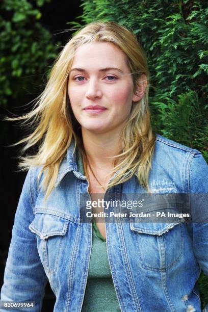 Actress Kate Winslet talks to journalists in Islington, London, following the statement that she and film director husband Jim Threapleton were...