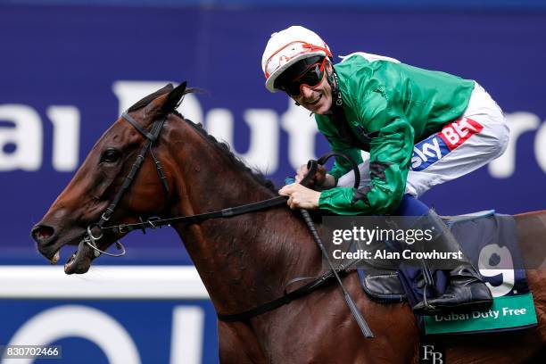 Fran Berry riding Great Hall win The Dubai Duty Free Shergar Cup Challenge at Ascot racecourse on Shergar Cup Day on August 12, 2017 in Ascot,...