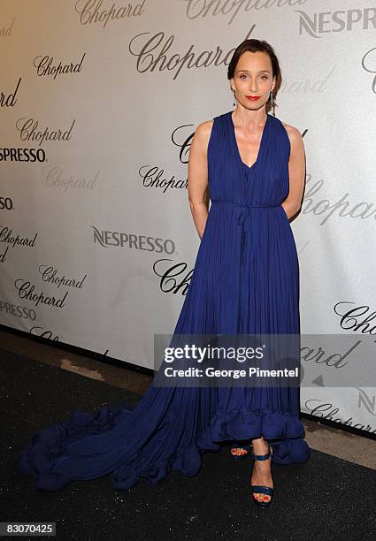 Kristin Scott Thomas attends the Chopard Trophy Award Party at Carlton Beach during the 61st Cannes International Film Festival on May 19, 2008 in...