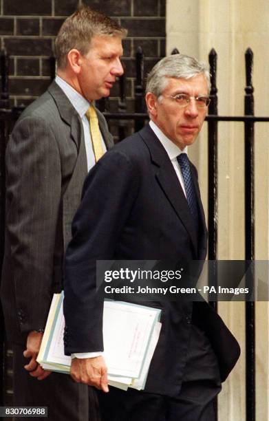 Foreign Secretary Jack Straw arrives at 10 Downing Street in London, for the Cabinet's Civil Contingencies Committee meeting with the Prime Minister....