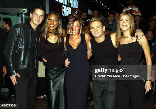 Popstars rejects 'Liberty' from left to right; Tony Lundon, Kelli Young, Michelle Heaton, Kevin Simm and Jessica Taylor arriving for the Royal...