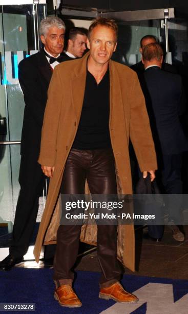 Singer Sting arriving for the Royal premiere of the film Enigma in London's Leicester Square. Actress Kate Winslet pulled out of the premiere after...