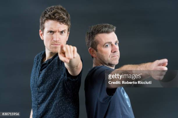 Radio 1 DJs Greg James and Chris Smith attend a photocall during the annual Edinburgh International Book Festival at Charlotte Square Gardens on...