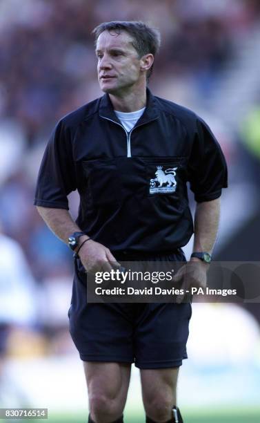 Mr. C.Wilkes - Referee, during the game between Derby County and West Ham United in the F.A. Barclaycard Premiership at Pride Park.THIS PICTURE CAN...