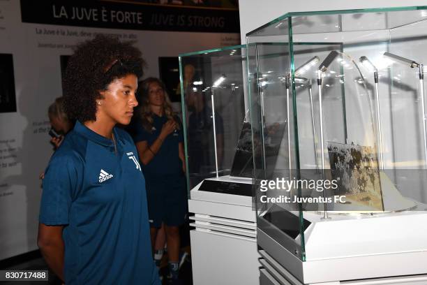 Sara Gama of Juventus Women looks on during a visit to the Club's Museum on August 12, 2017 in Turin, Italy.