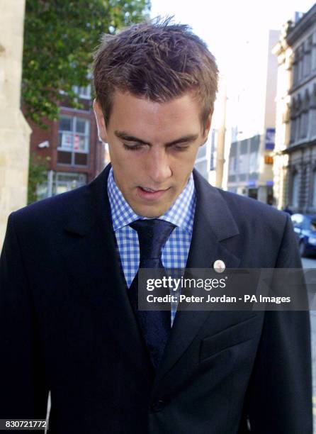 Leeds United footballer Jonathan Woodgate, arrives at Hull Crown Court, East Yorkshire, to face charges of grievous boldily harm with intent, in...