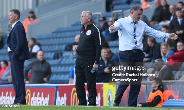 Blackburn Rovers Manager Tony Mowbray remonstrates with the fourth official during the Sky Bet League One match between Blackburn Rovers and...