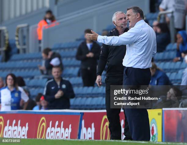 Blackburn Rovers Manager Tony Mowbray remonstrates with the fourth official during the Sky Bet League One match between Blackburn Rovers and...