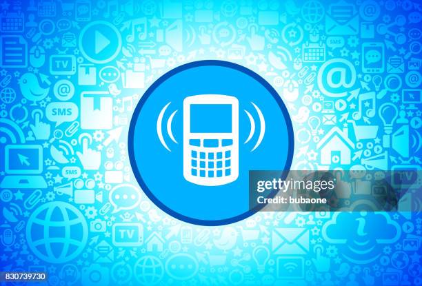phone ringing icon on internet technology background - man texting screen stock illustrations