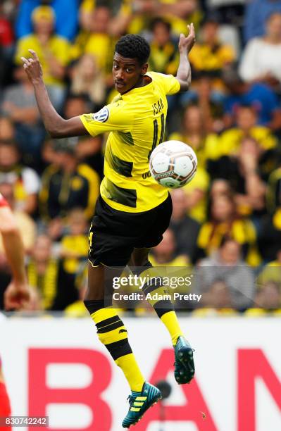 Alexander Isak of Borussia Dortmund in action during the DFB Cup match between 1. FC Rielasingen-Arlen and Borussia Dortmund at Schwarzwald-Stadion...