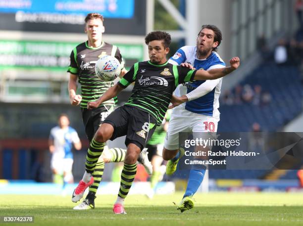 Doncaster Rovers' Niall Mason and Blackburn Rovers' Danny Graham during the Sky Bet League One match between Blackburn Rovers and Doncaster Rovers at...