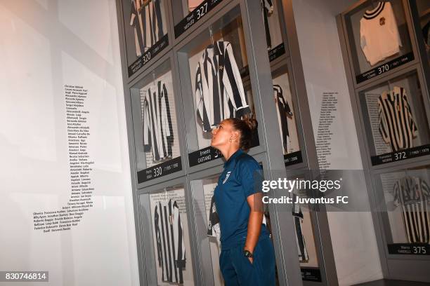 Lisa Boattin of Juventus Women looks on during a visit to the Club's Museum on August 12, 2017 in Turin, Italy.