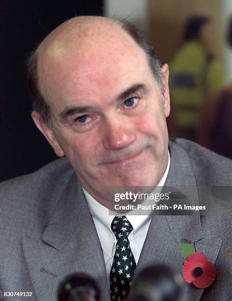 Sir Ronnie Flanagan who is to stand down as Chief Constable of the Royal Ulster Constabulary in 2002, talking at a news conference in Belfast. He...