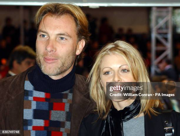 Presenter Donna Air and boyfriend Damien Aspinall arrive for world premiere of 'Harry Potter and the Philosopher's Stone at the Odeon Leicester...