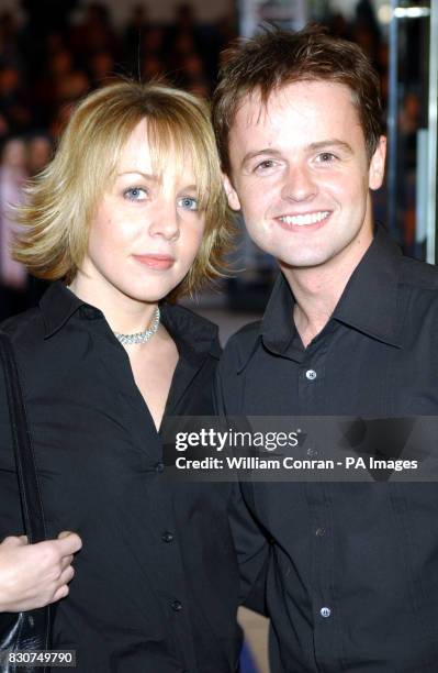 Presenter Declan Donnelly and girlfriend actress Claire Buckfield arrive for world premiere of 'Harry Potter and the Philosopher's Stone at the Odeon...