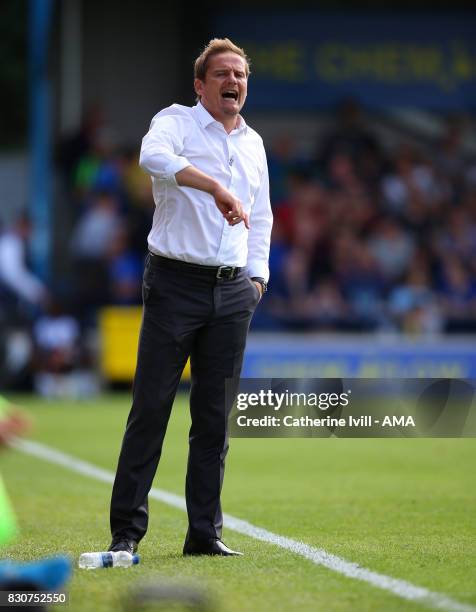 Neal Ardley manager of AFC Wimbledon during the Sky Bet League One match between A.F.C. Wimbledon and Shrewsbury Town at The Cherry Red Records...