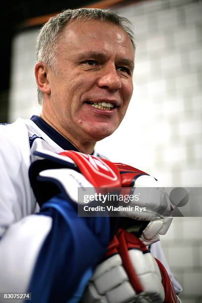Russian ice hockey legend Viacheslav Fetisov is seen prior to the Victoria Cup Legends Match between Switzerland and Russia at the PostFinance Arena...