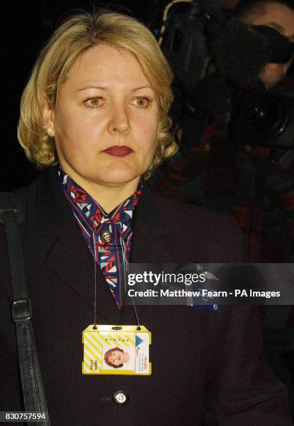 British Airways cabin crew member Holly Ward leaves Isleworth Crown Court, following the first day of the air rage trial of REM guitar player Peter...