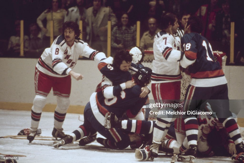 Islanders Rangers Fight Fight during a hockey game between the New York Rangers and the New ...